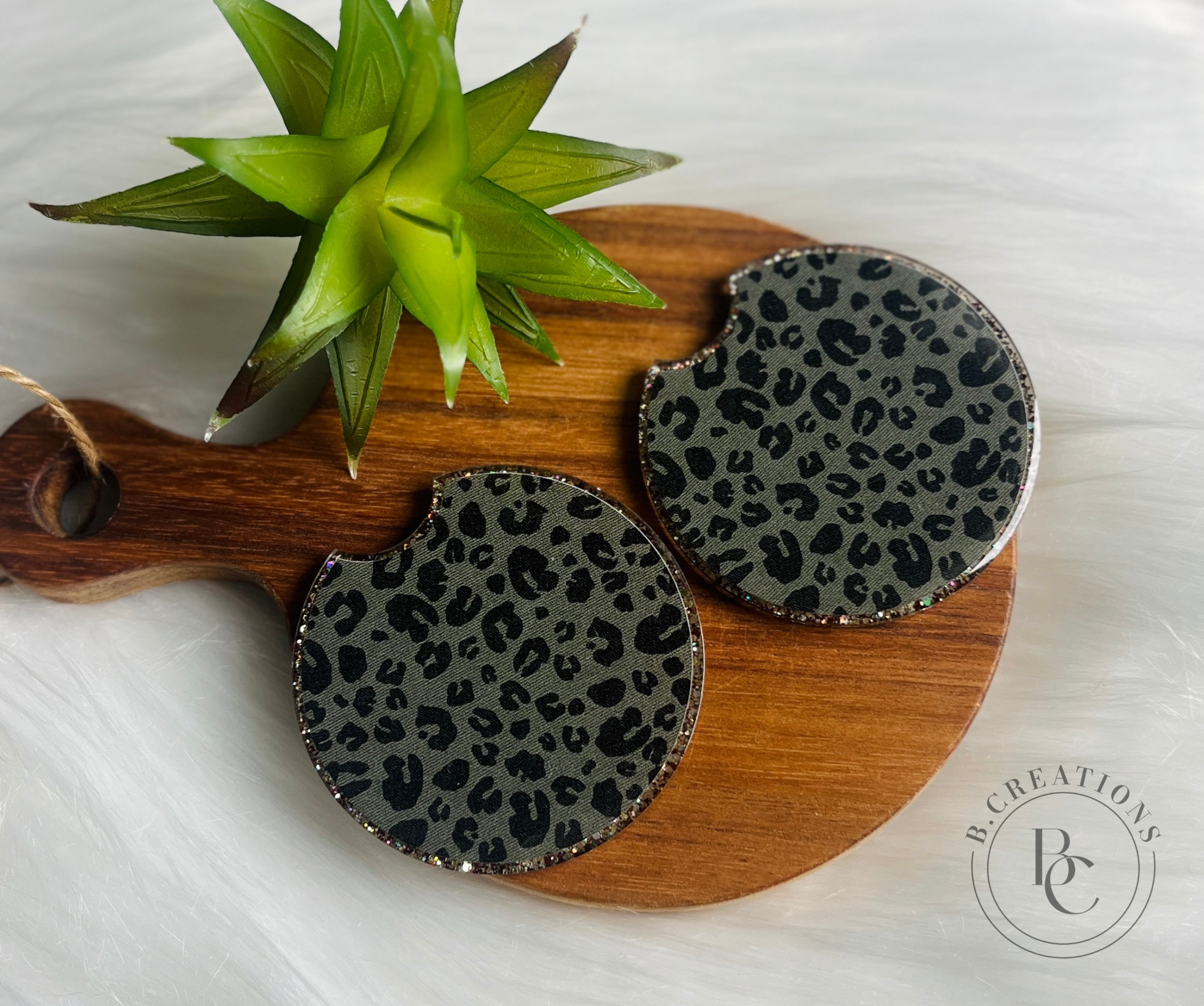 Custom Acrylic Glitter Car Coasters (set of 2)