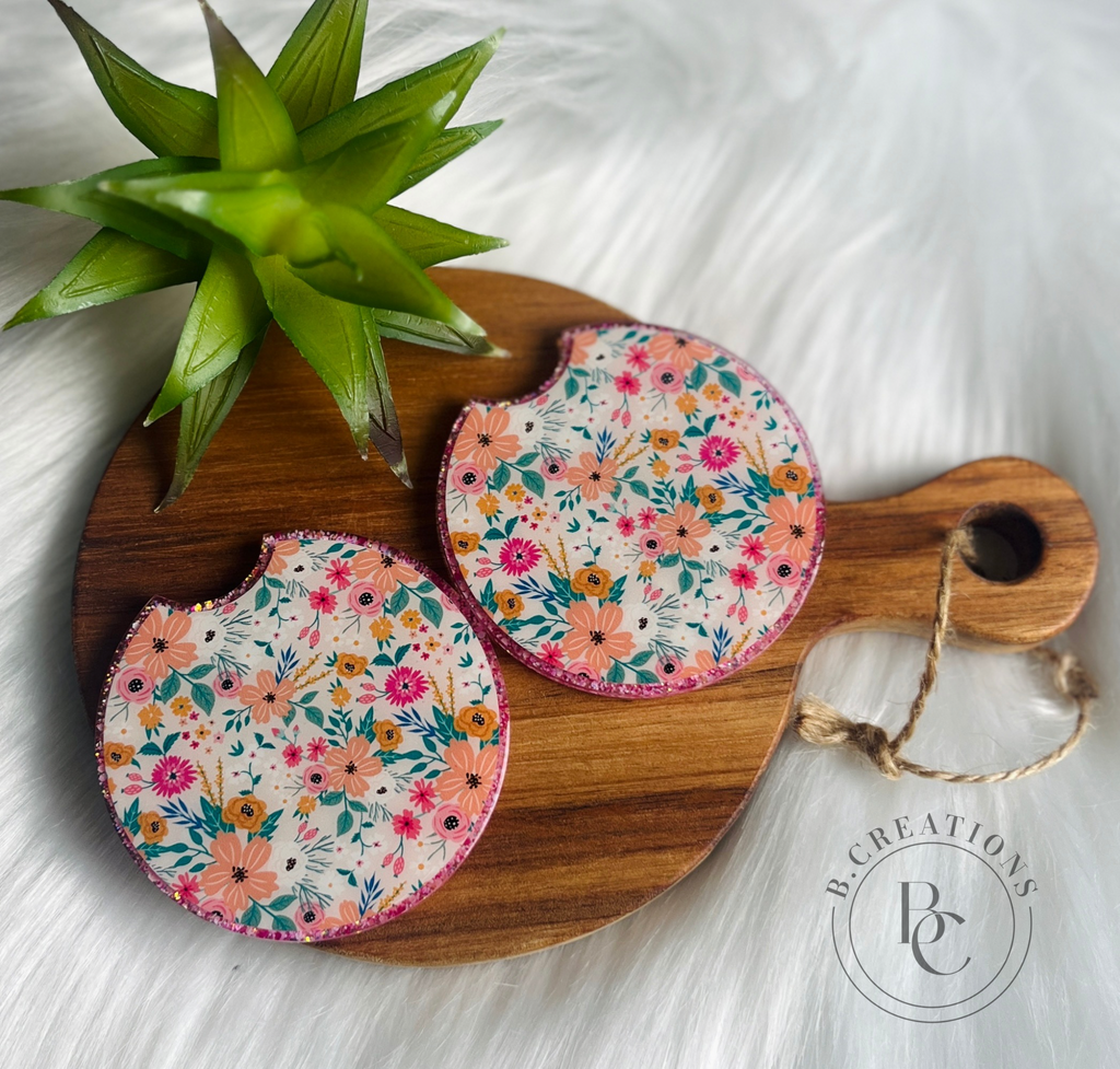 Custom Acrylic Glitter Car Coasters (set of 2)